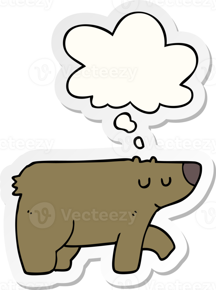 cartoon bear with thought bubble as a printed sticker png