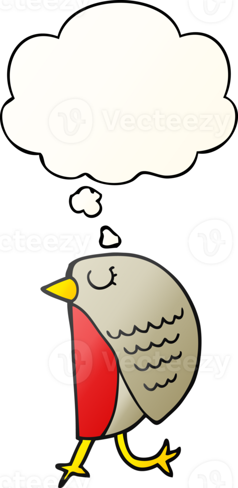 cartoon bird with thought bubble in smooth gradient style png