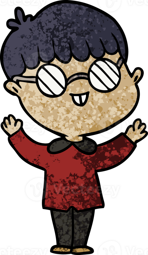 niño de dibujos animados con gafas 44944721 PNG