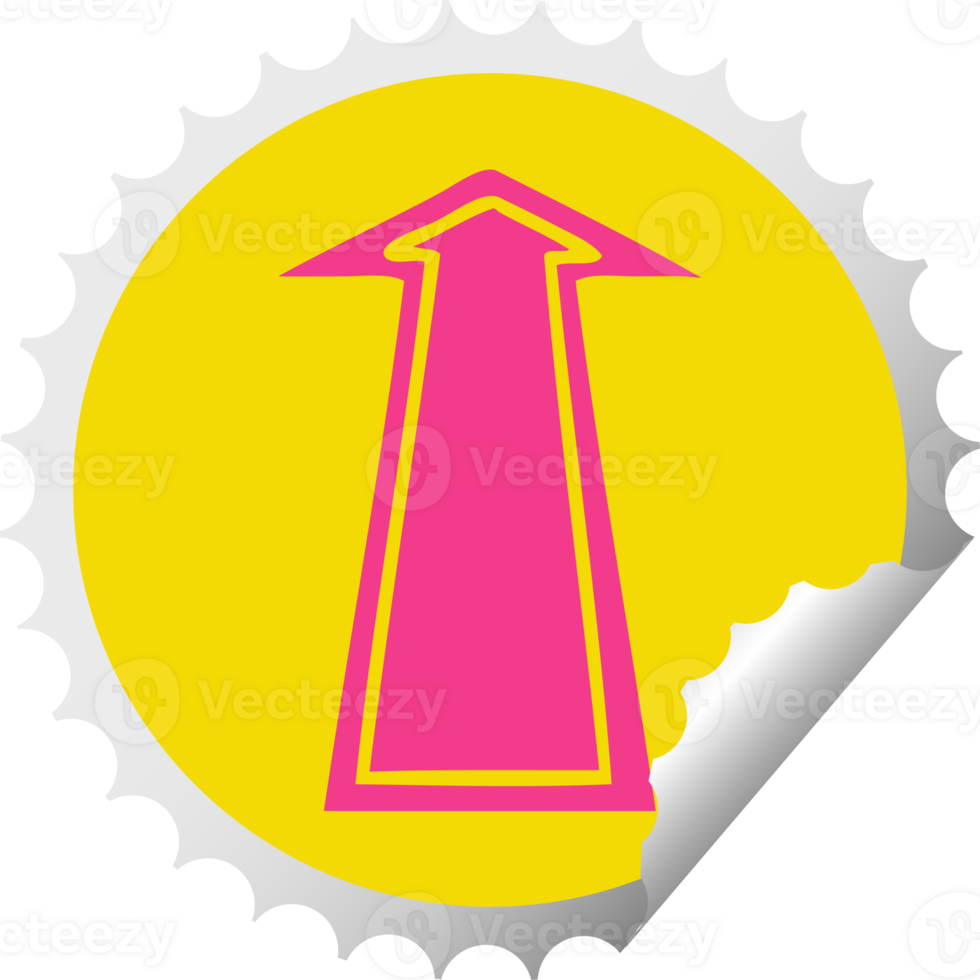circular peeling sticker quirky cartoon arrow png