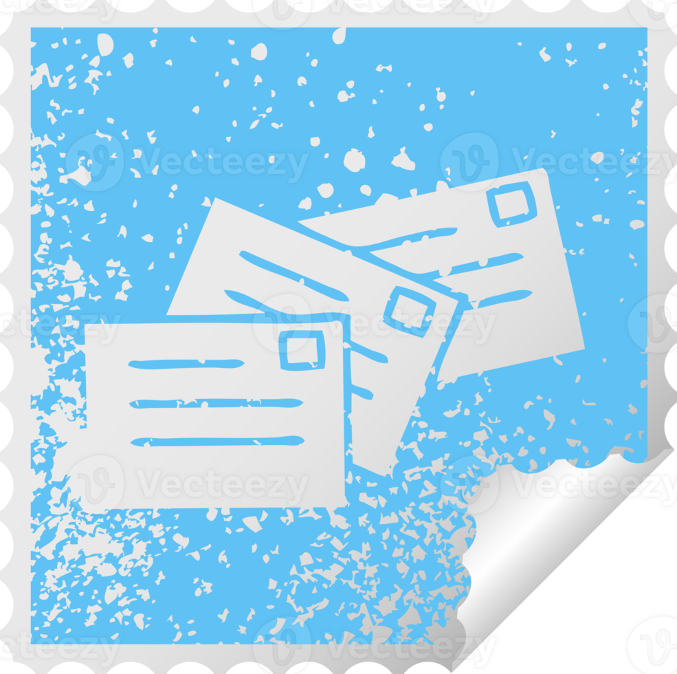 distressed square peeling sticker symbol of a letters png