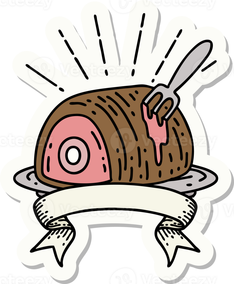 sticker of a tattoo style roast beef png