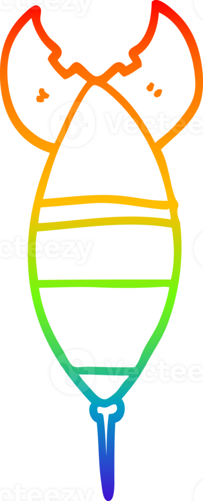 rainbow gradient line drawing of a cartoon rocket png