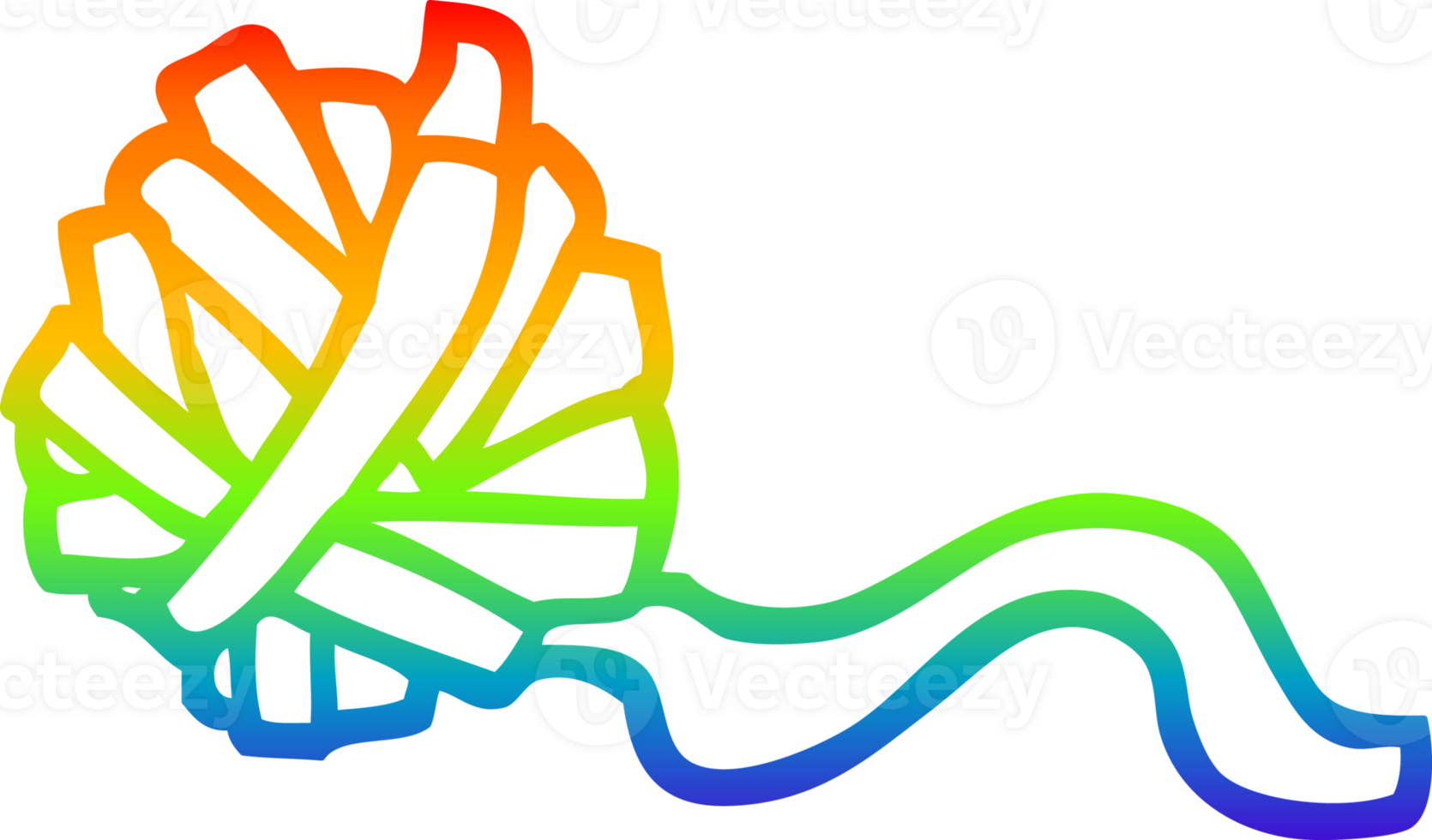 rainbow gradient line drawing of a cartoon ball of string png