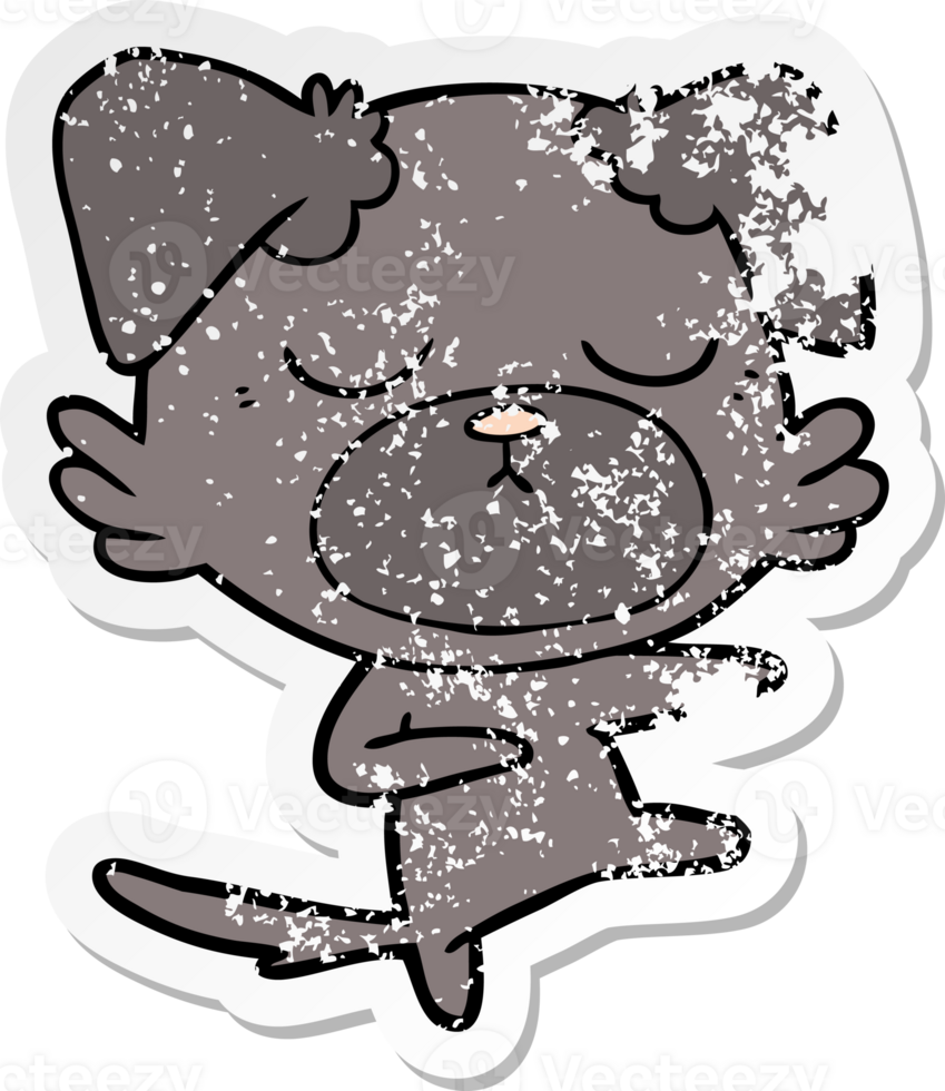 distressed sticker of a cute cartoon dog png