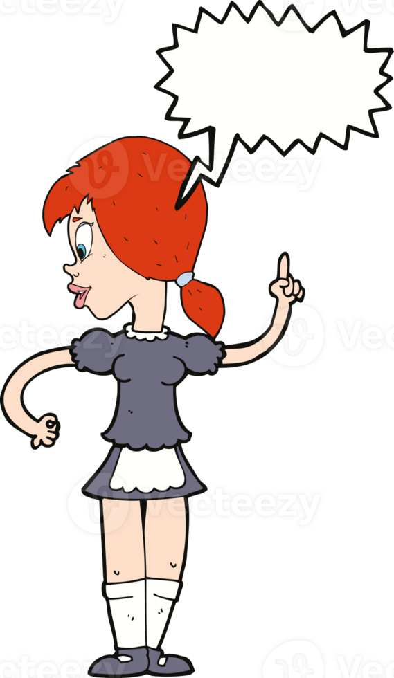 cartoon waitress calling order with speech bubble png