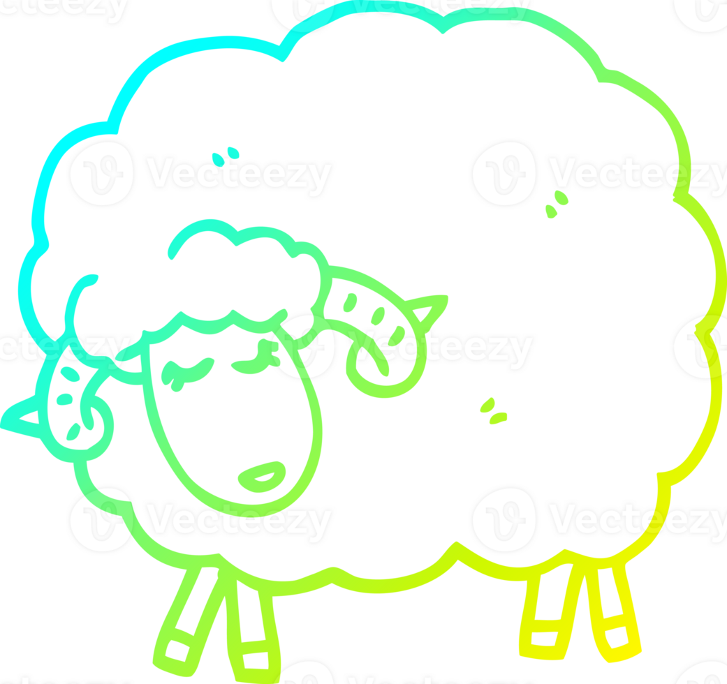 cold gradient line drawing of a cartoon black sheep png