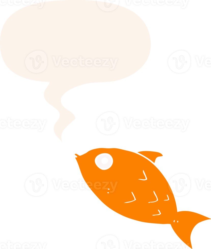 cartoon fish with speech bubble in retro style png