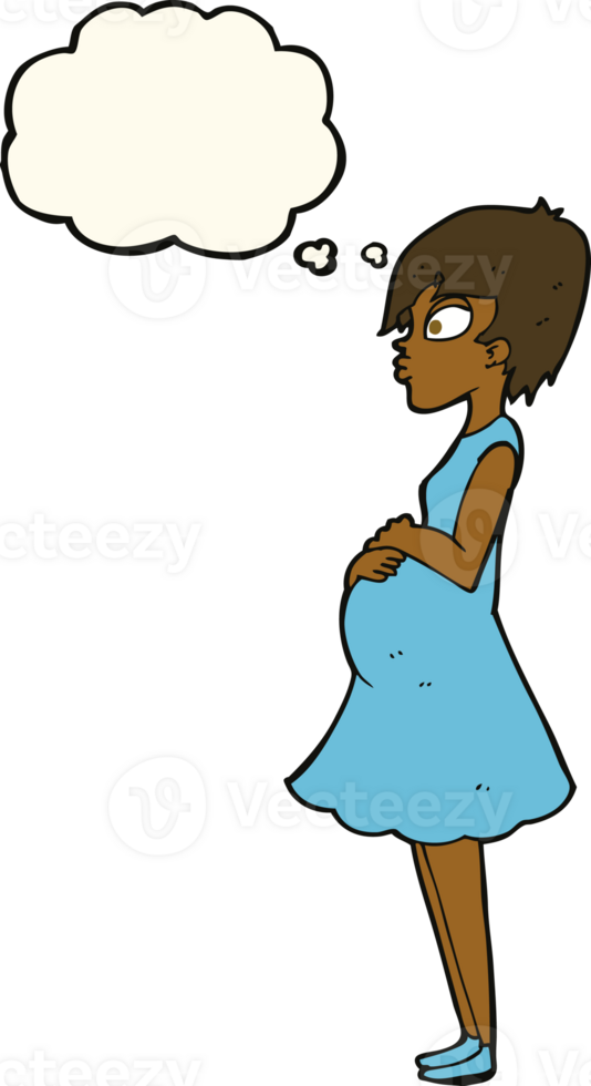 cartoon pregnant woman with thought bubble png