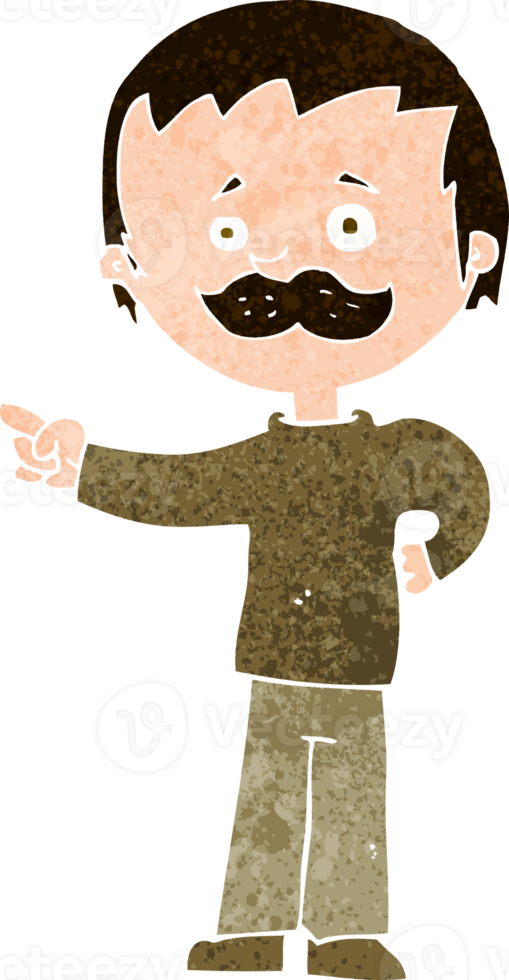 cartoon man with mustache pointing png