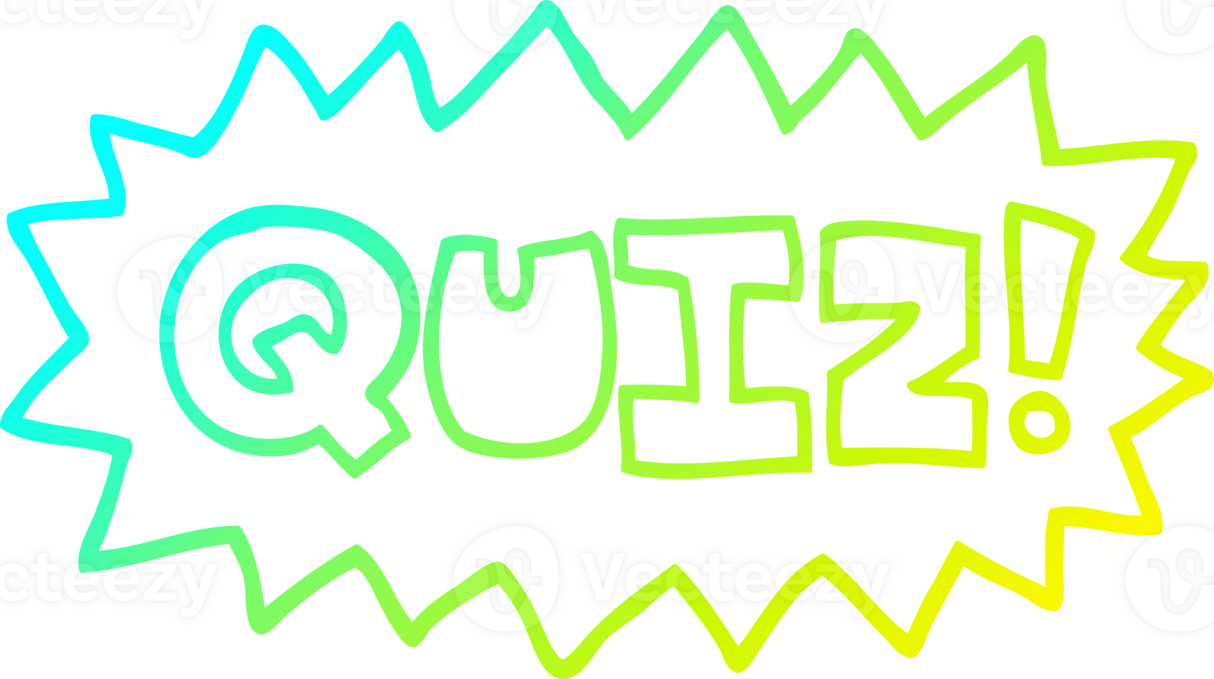 cold gradient line drawing of a cartoon quiz sign png