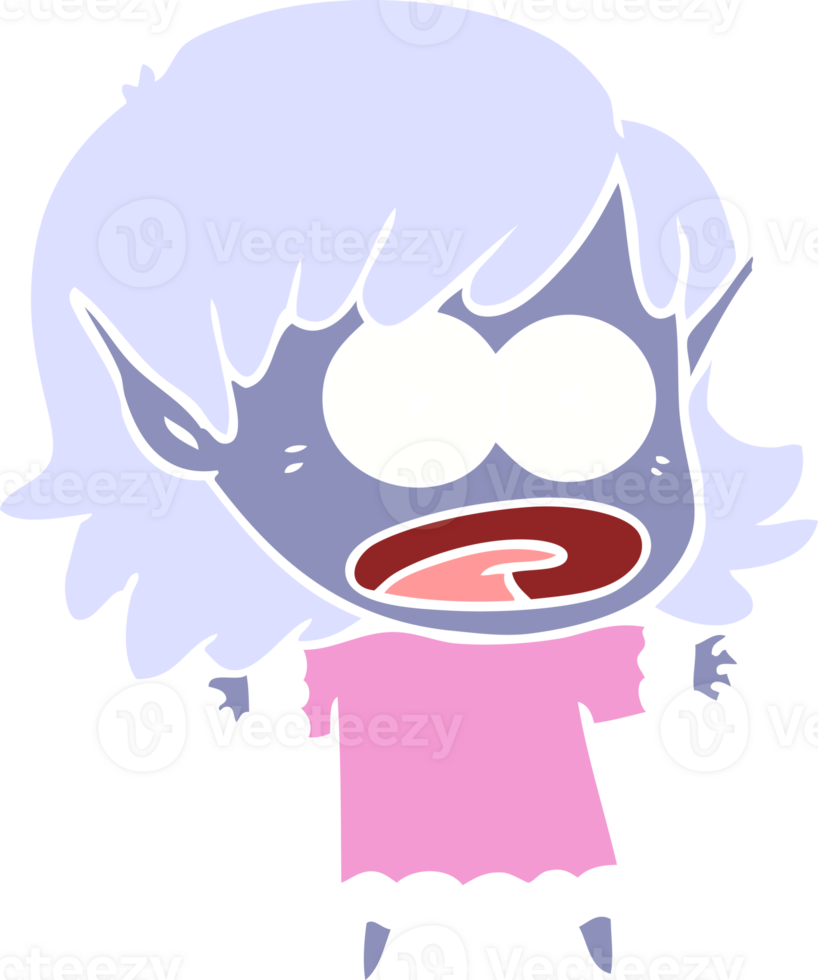 flat color style cartoon shocked elf girl png