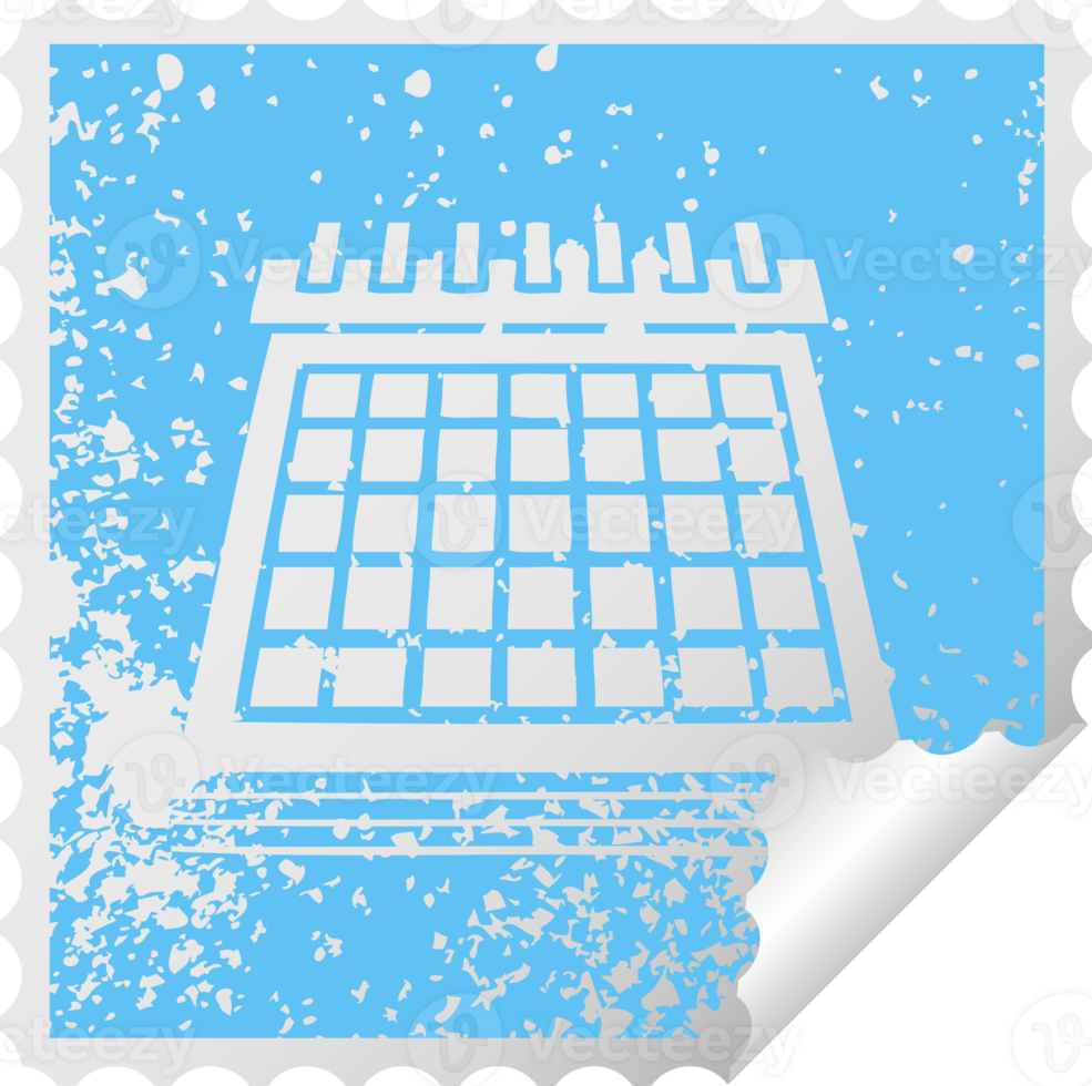 distressed square peeling sticker symbol of a work calendar png