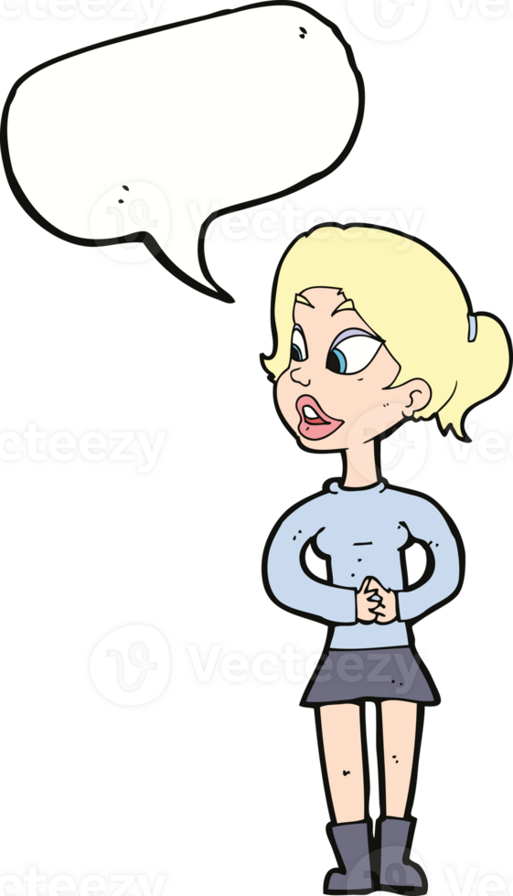 cartoon girl talking with speech bubble png