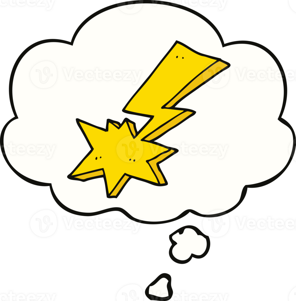 cartoon lightning bolt with thought bubble png