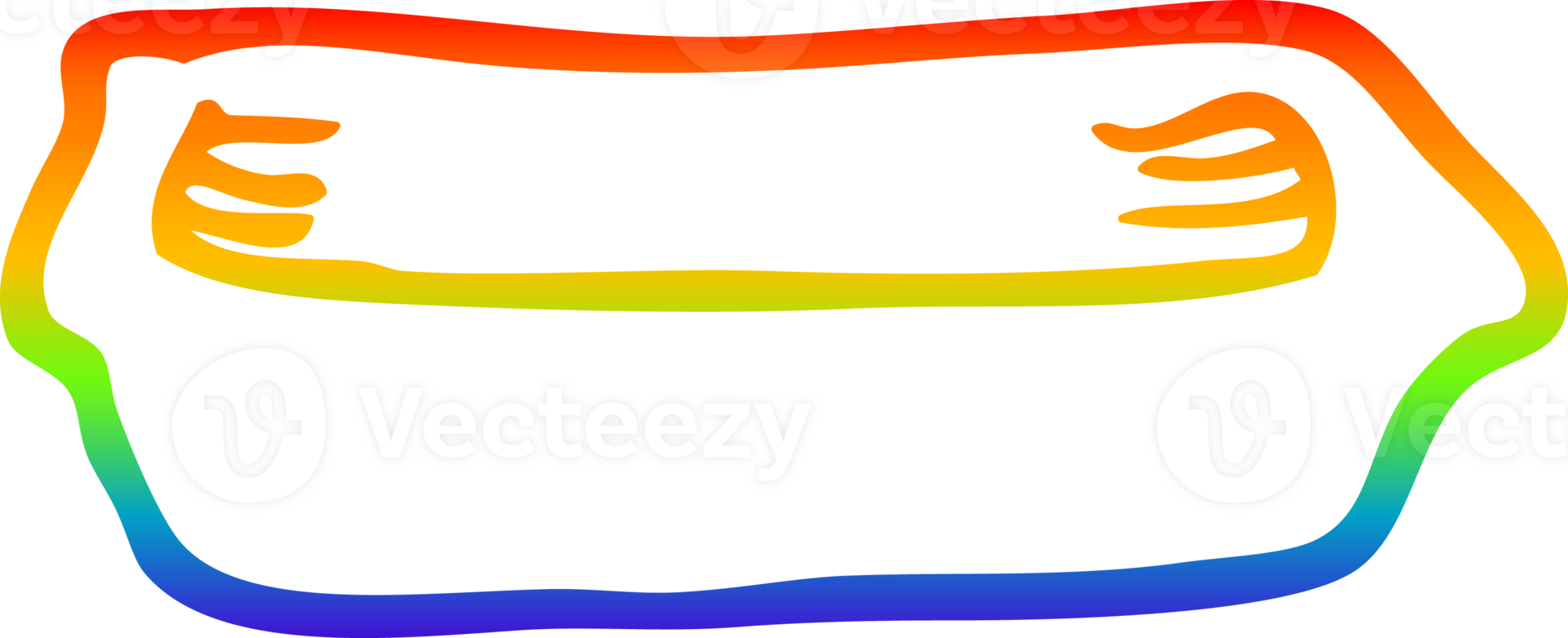rainbow gradient line drawing of a cartoon empty tray png