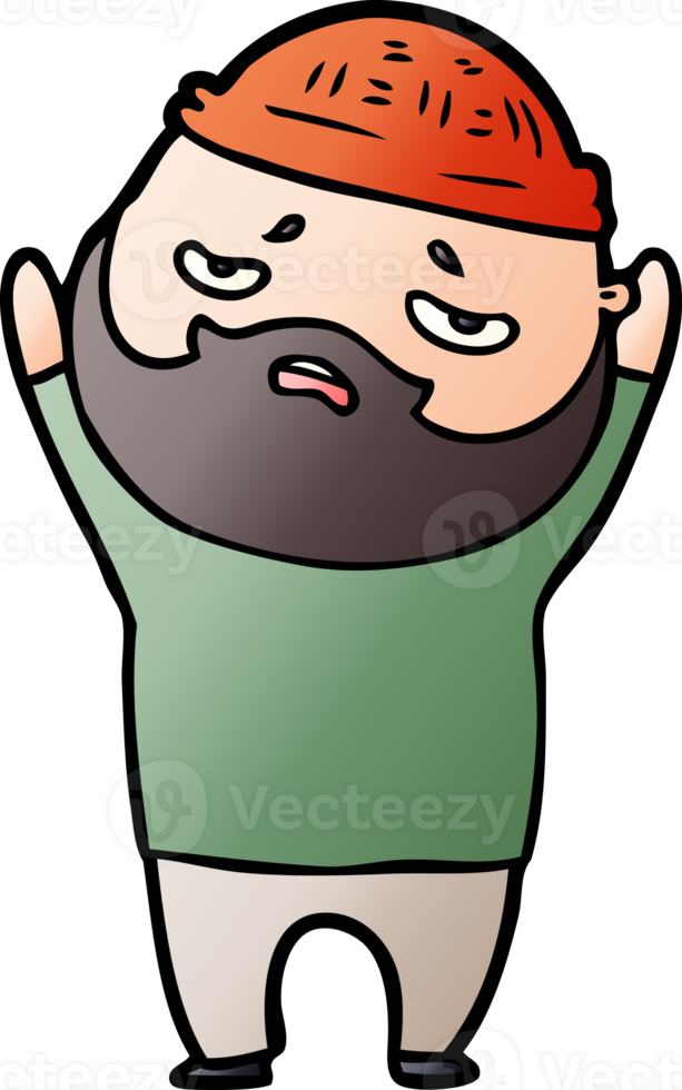 cartoon worried man with beard png