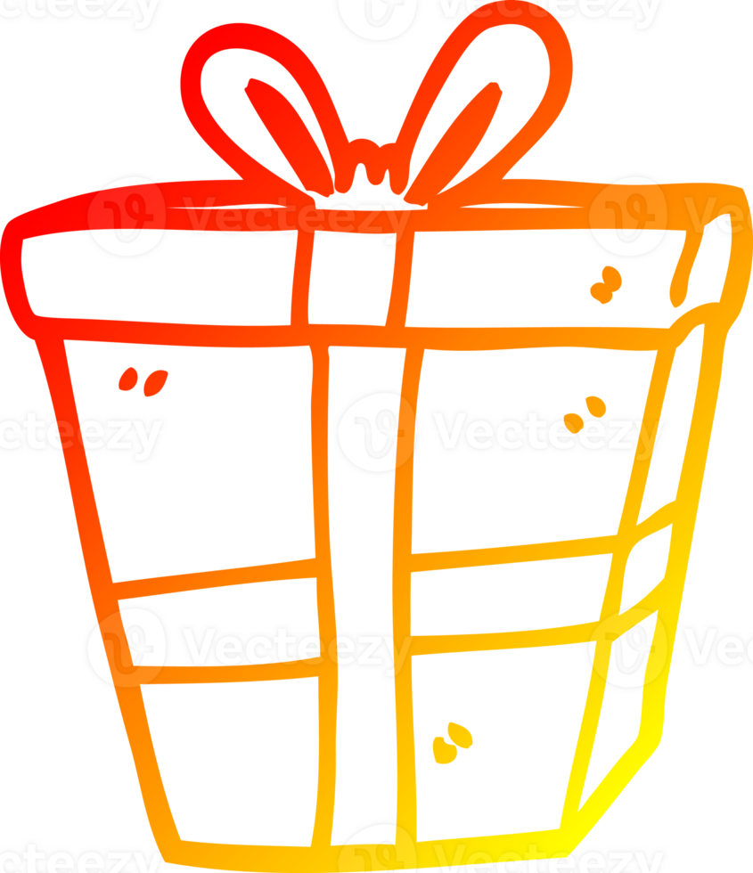 warm gradient line drawing cartoon wrapped present png