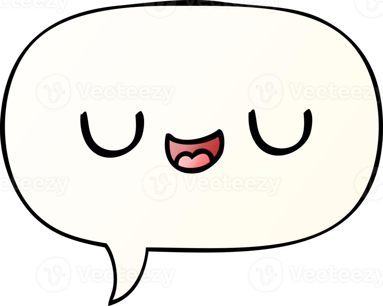 cute cartoon face and speech bubble in smooth gradient style png