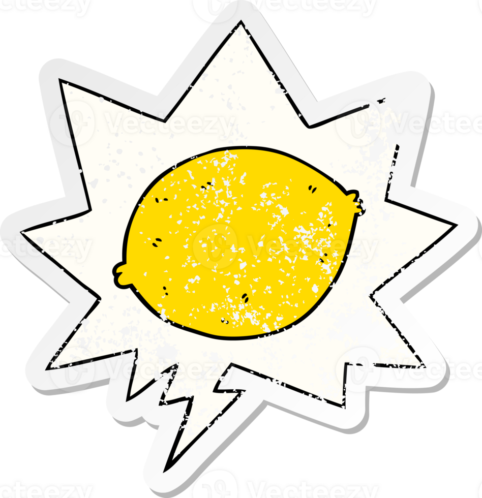 cartoon lemon and speech bubble distressed sticker png