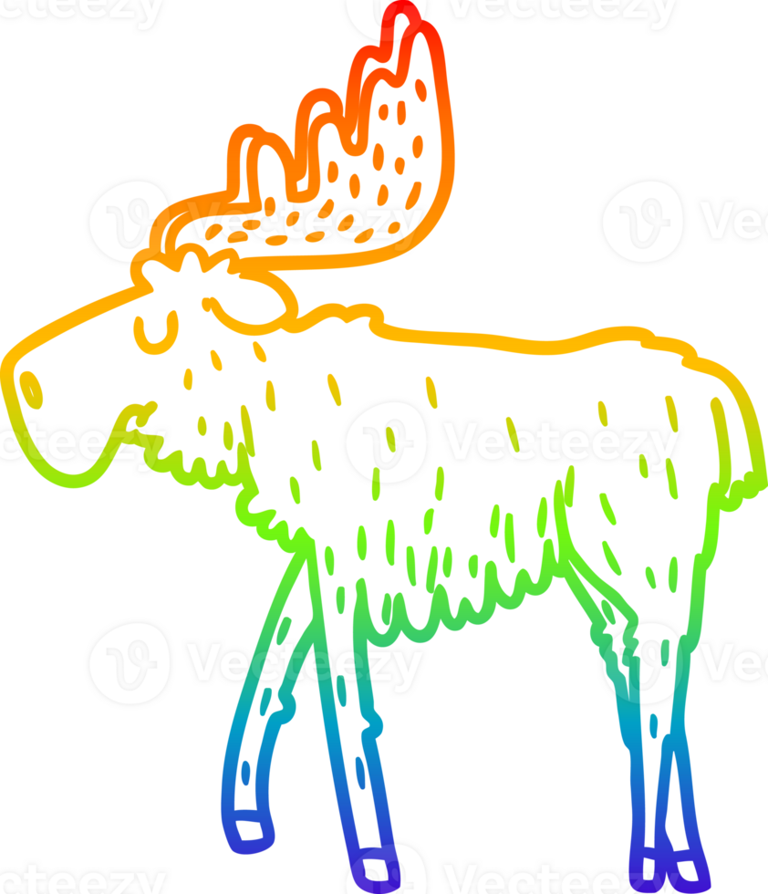rainbow gradient line drawing cartoon moose png