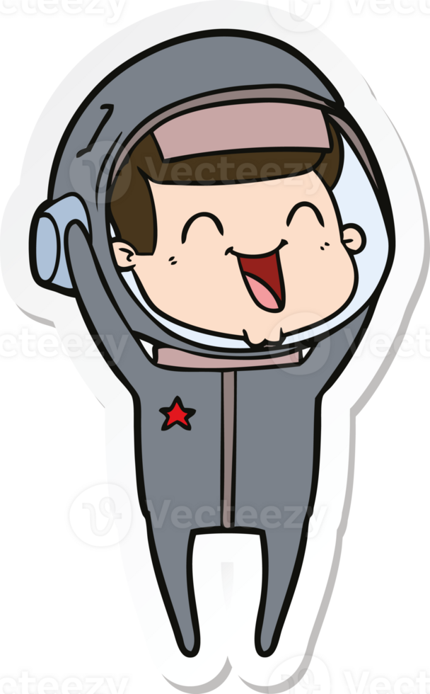 sticker of a happy cartoon astronaut png