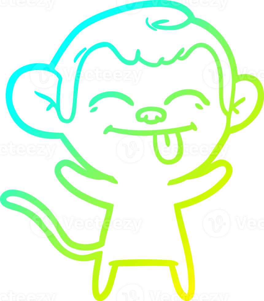 cold gradient line drawing funny cartoon monkey png