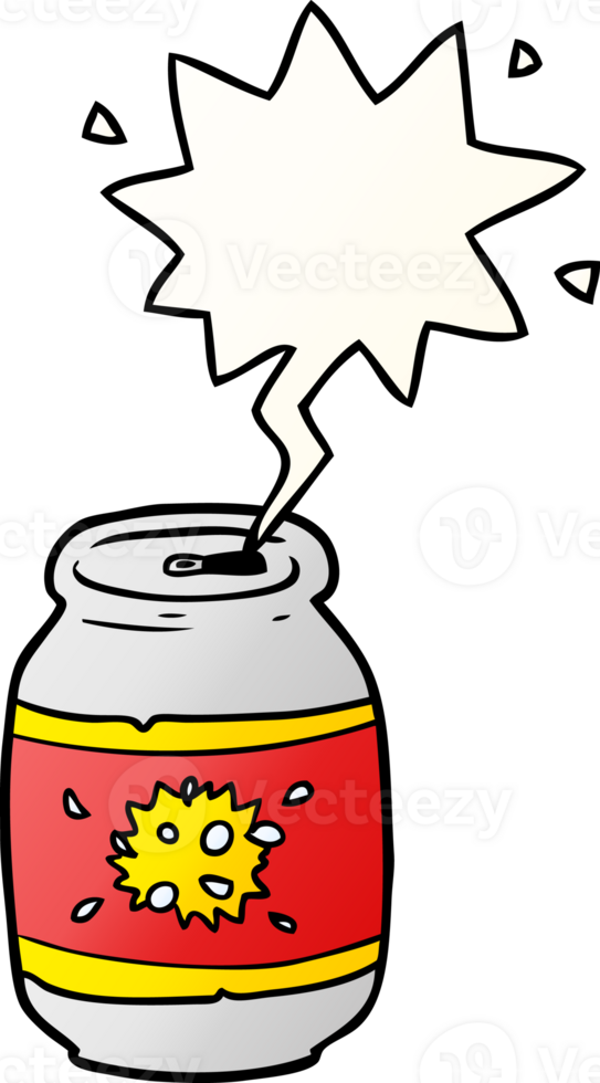 cartoon can of soda and speech bubble in smooth gradient style png