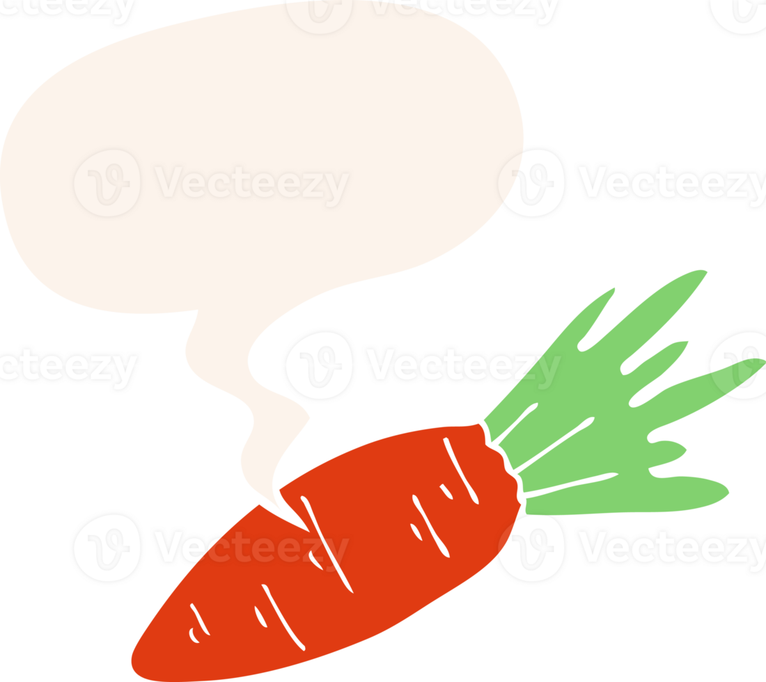 cartoon carrot and speech bubble in retro style png