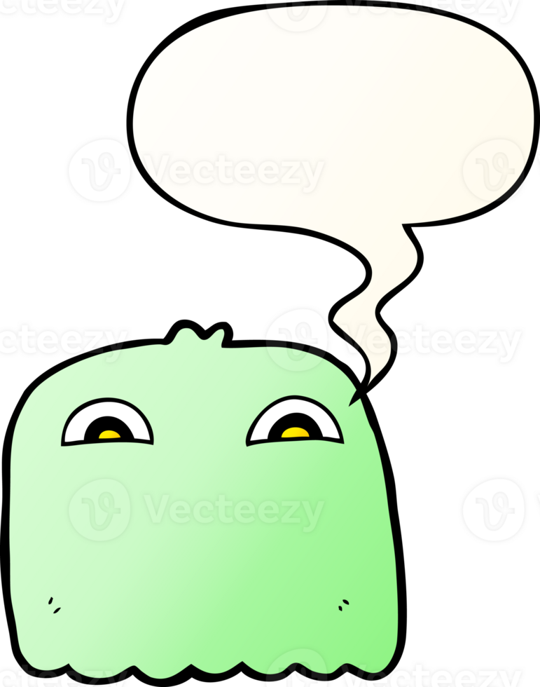 cartoon ghost and speech bubble in smooth gradient style png