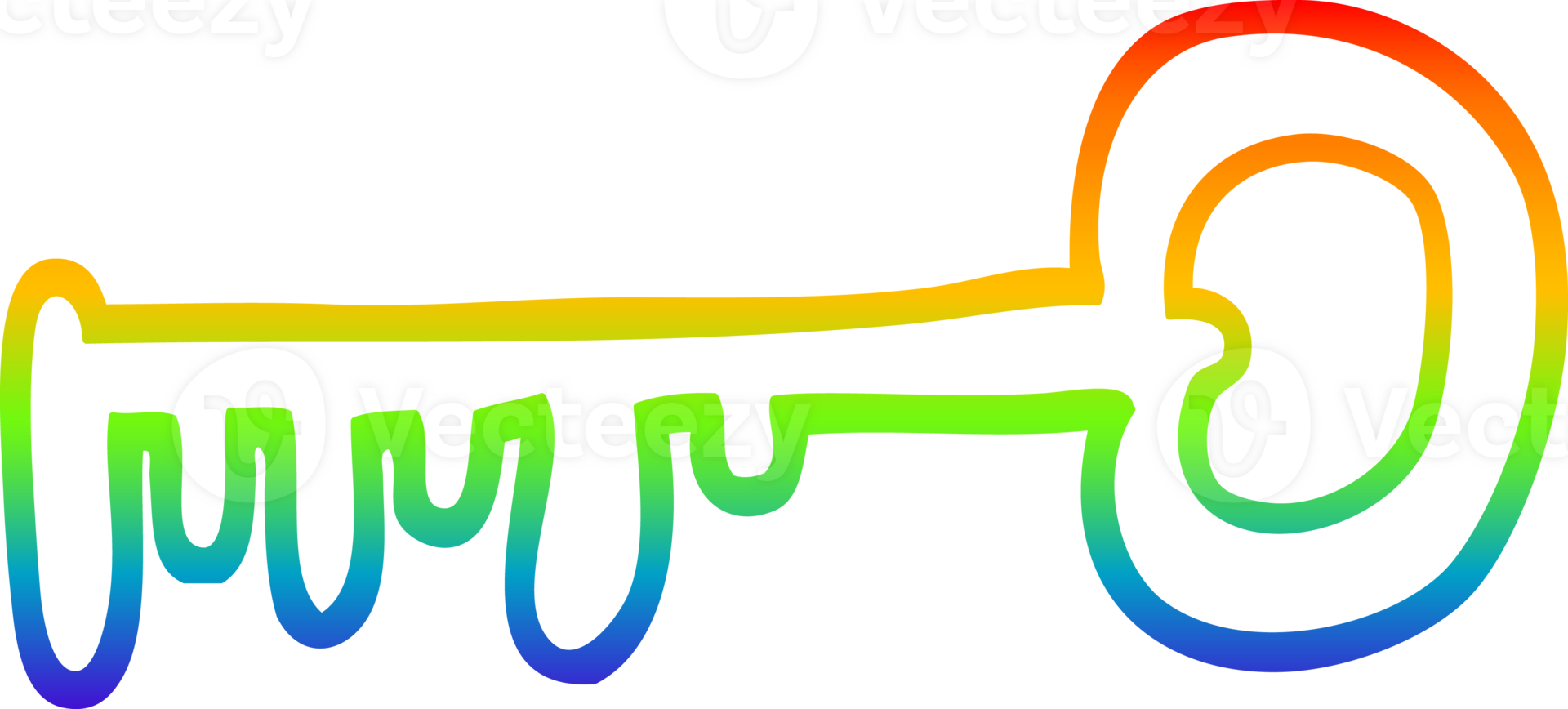 rainbow gradient line drawing cartoon metal key png