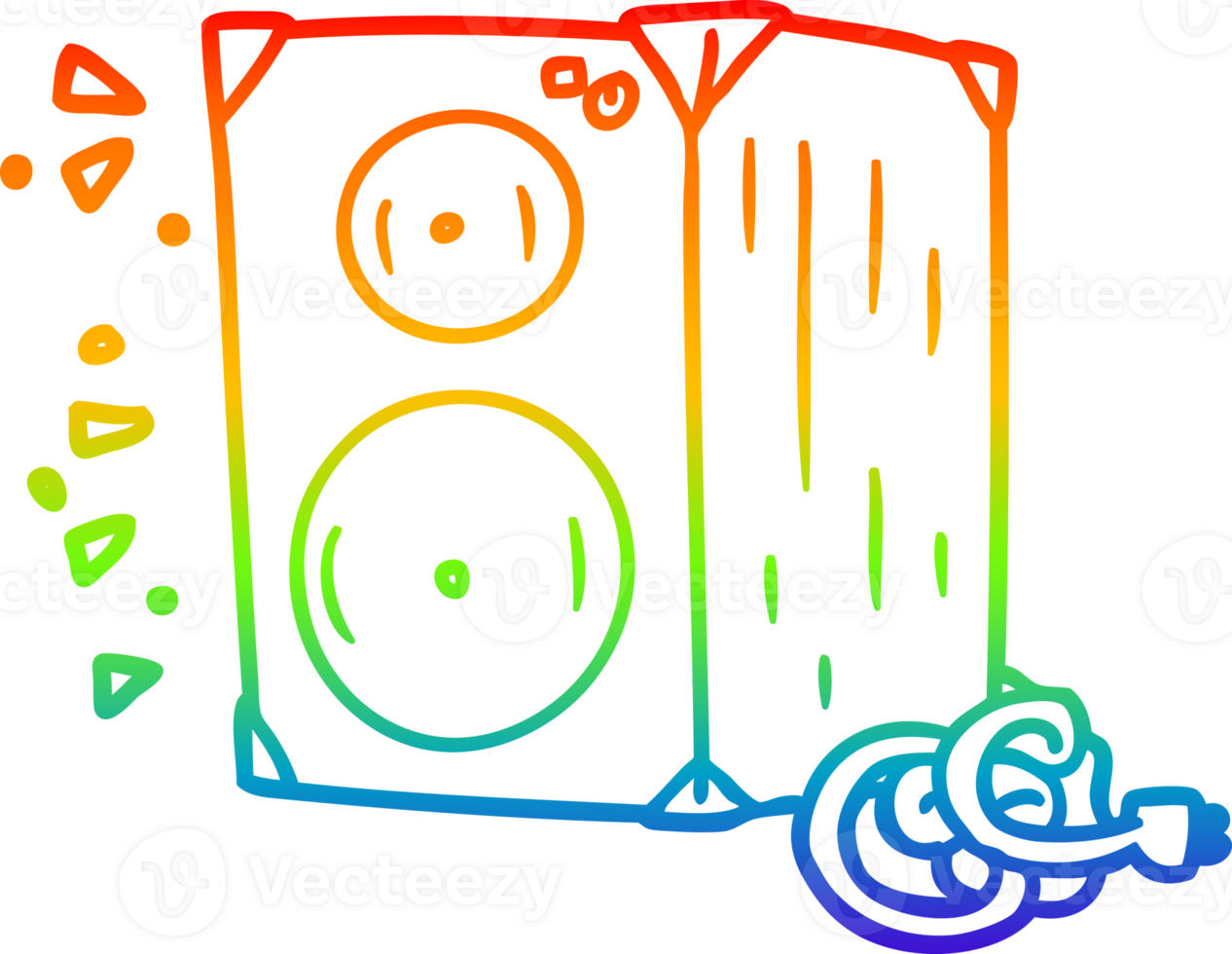 rainbow gradient line drawing cartoon amplifier png