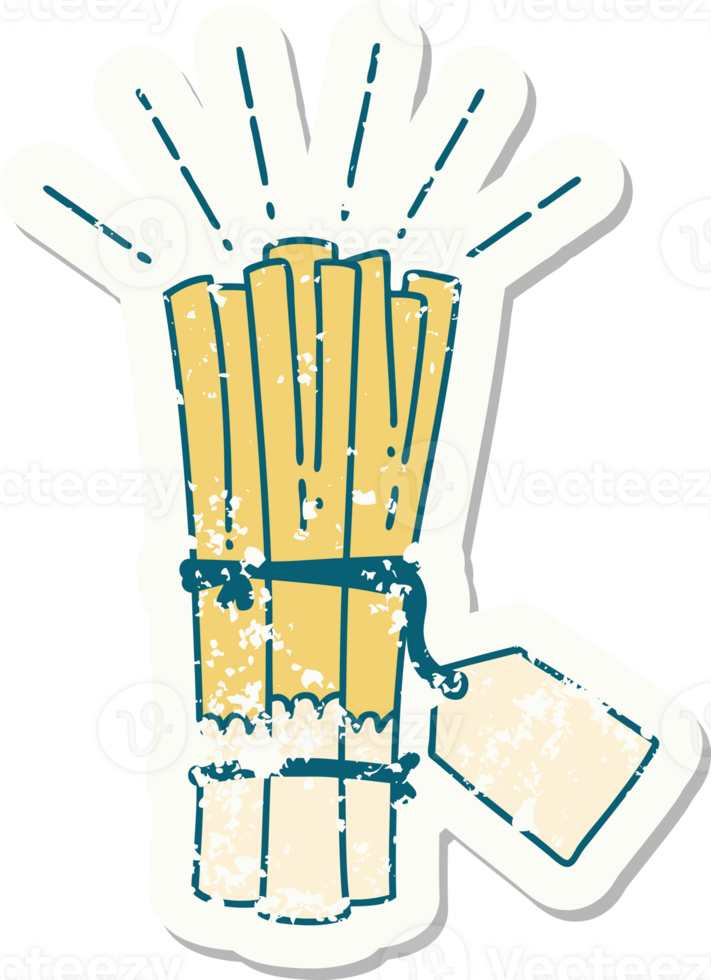 grunge sticker of tattoo style bunch of leeks png