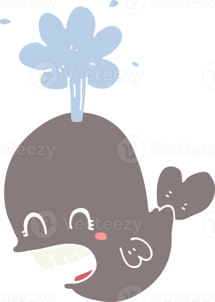 flat color style cartoon spouting whale png