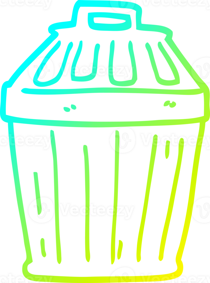 cold gradient line drawing cartoon waste bin png