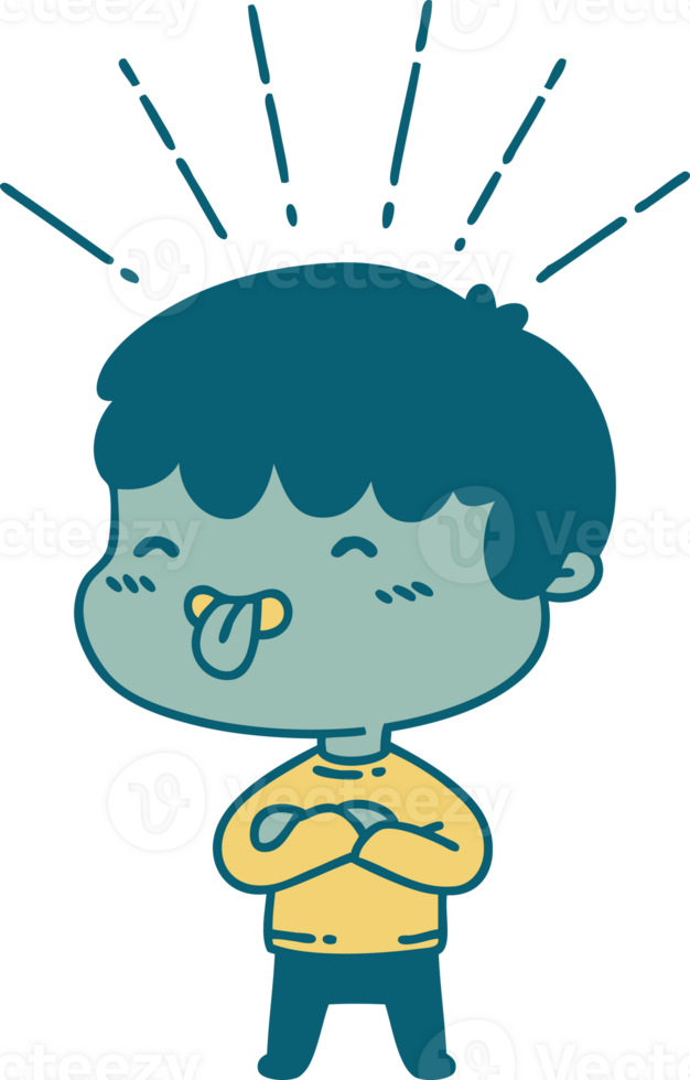 traditional tattoo style boy sticking out tongue png