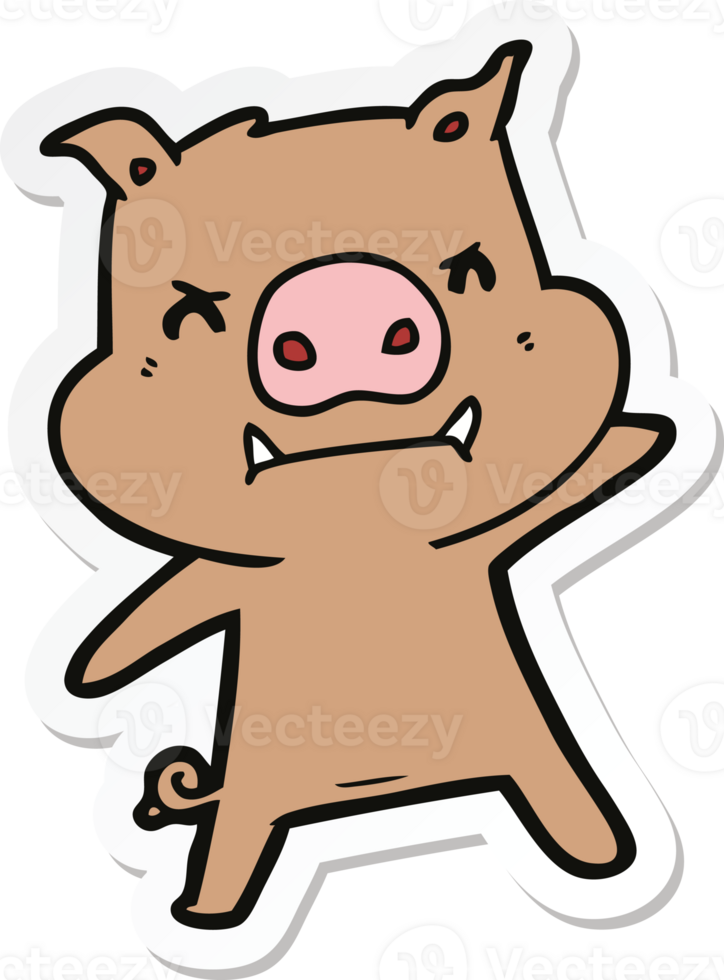 sticker of a angry cartoon pig png