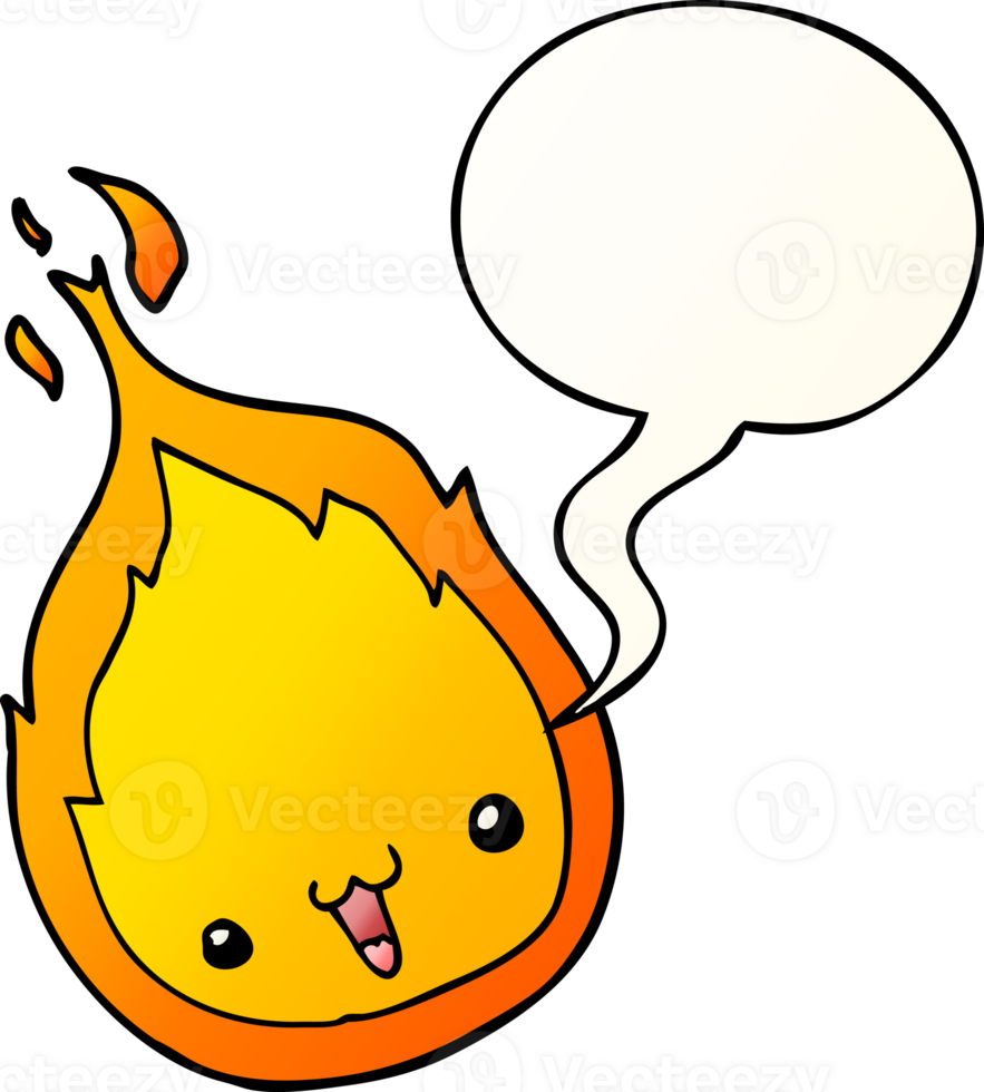 cute cartoon flame and speech bubble in smooth gradient style png