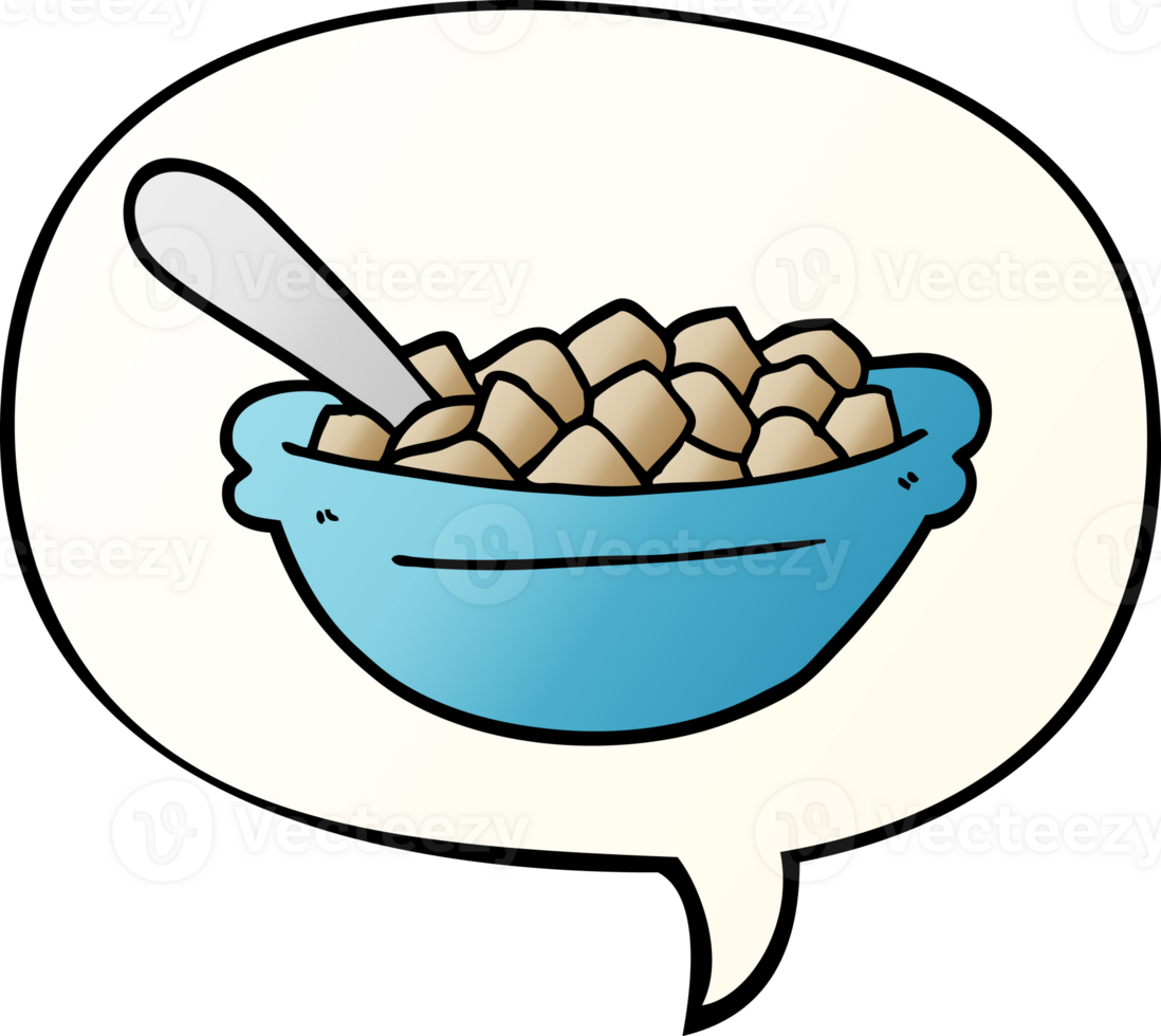 cartoon cereal bowl and speech bubble in smooth gradient style png