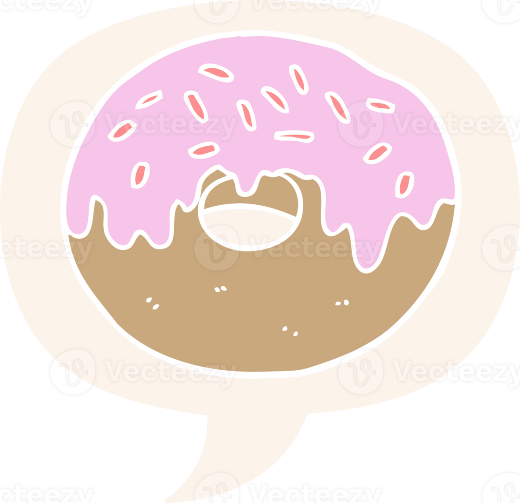 cartoon donut and speech bubble in retro style png