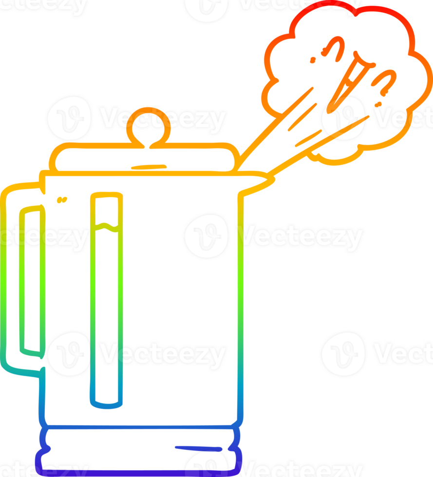 rainbow gradient line drawing cartoon electric kettle boiling png