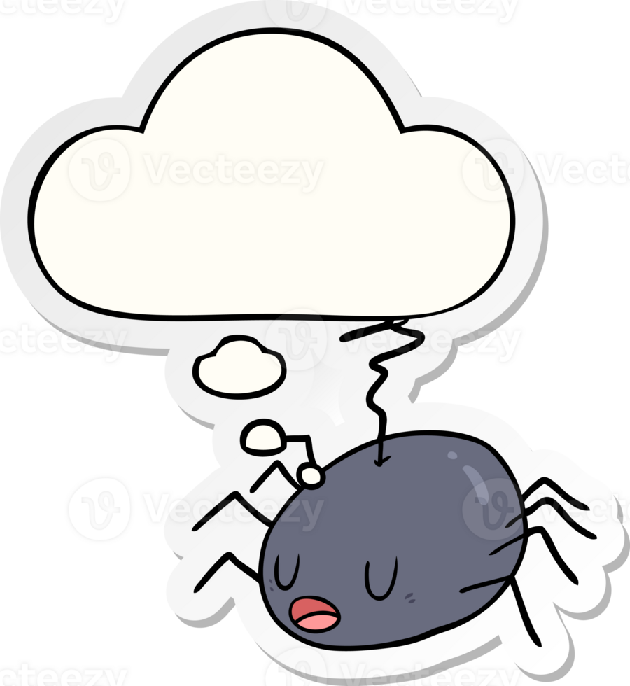 cartoon spider and thought bubble as a printed sticker png