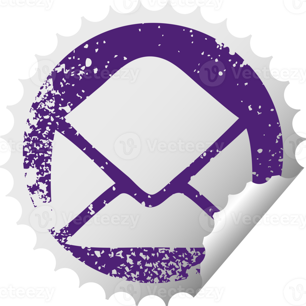 distressed circular peeling sticker symbol paper envelope png