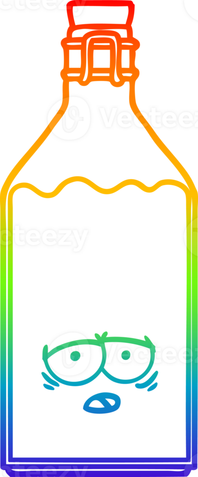 rainbow gradient line drawing cartoon old milk bottle png