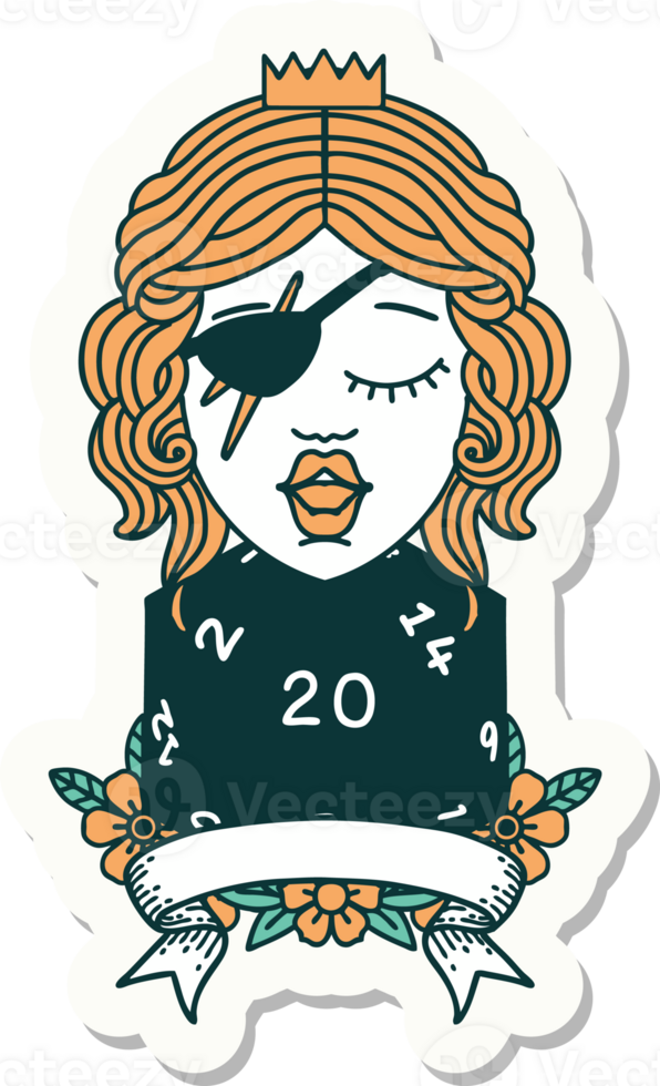 human rogue with natural 20 dice roll sticker png