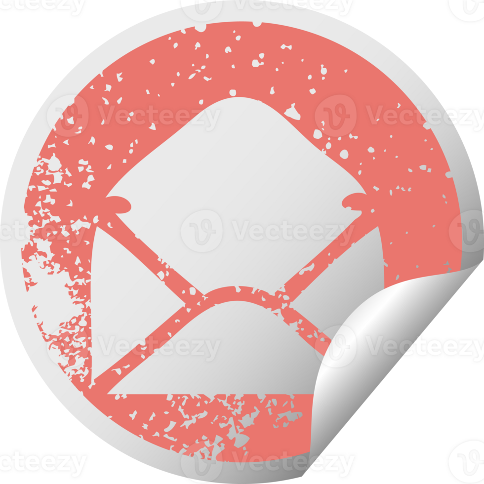 distressed circular peeling sticker symbol paper envelope png
