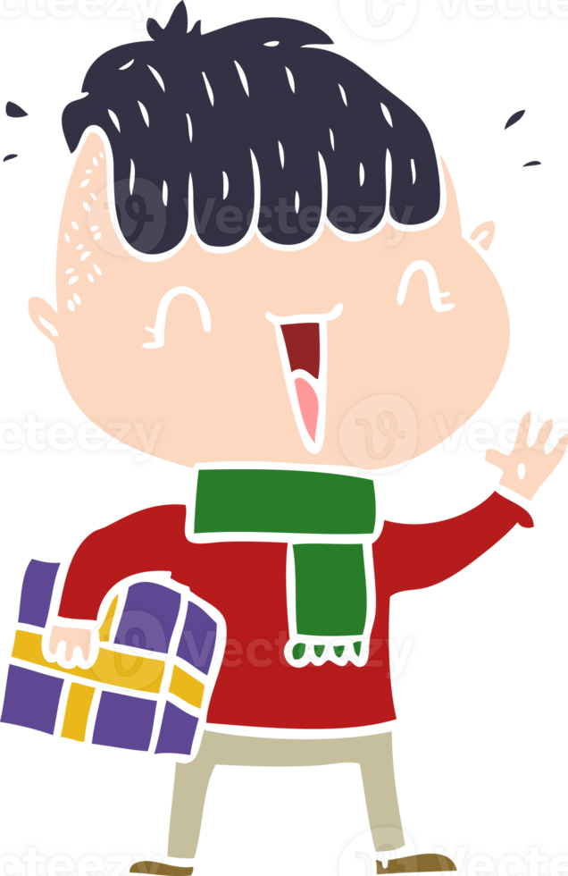 flat color style cartoon happy boy surprised png