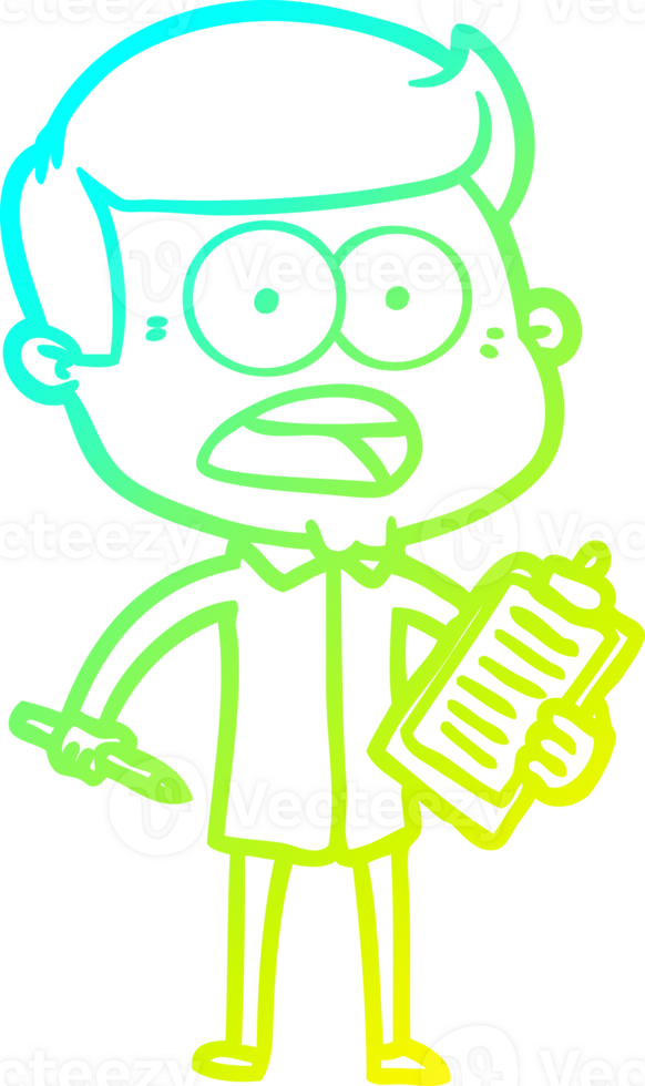 cold gradient line drawing cartoon shocked man png