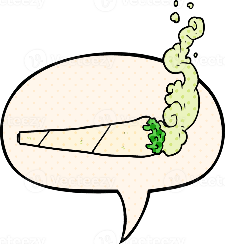 cartoon marijuiana joint and speech bubble in comic book style png