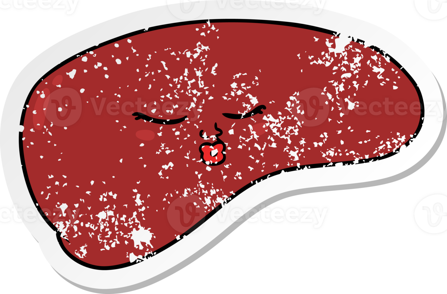 distressed sticker of a cartoon liver png